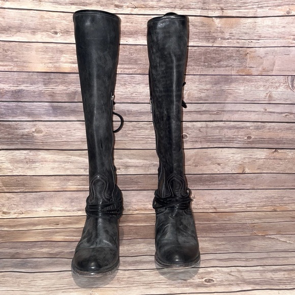 Freebird by Steven Distressed Leather Lace-up Coal Boot in Black - Gray - Picture 4 of 13